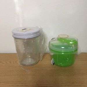 New Bundle Of 1-Snack or Storage Jar & 1-9oz 3 Portions Separate Container